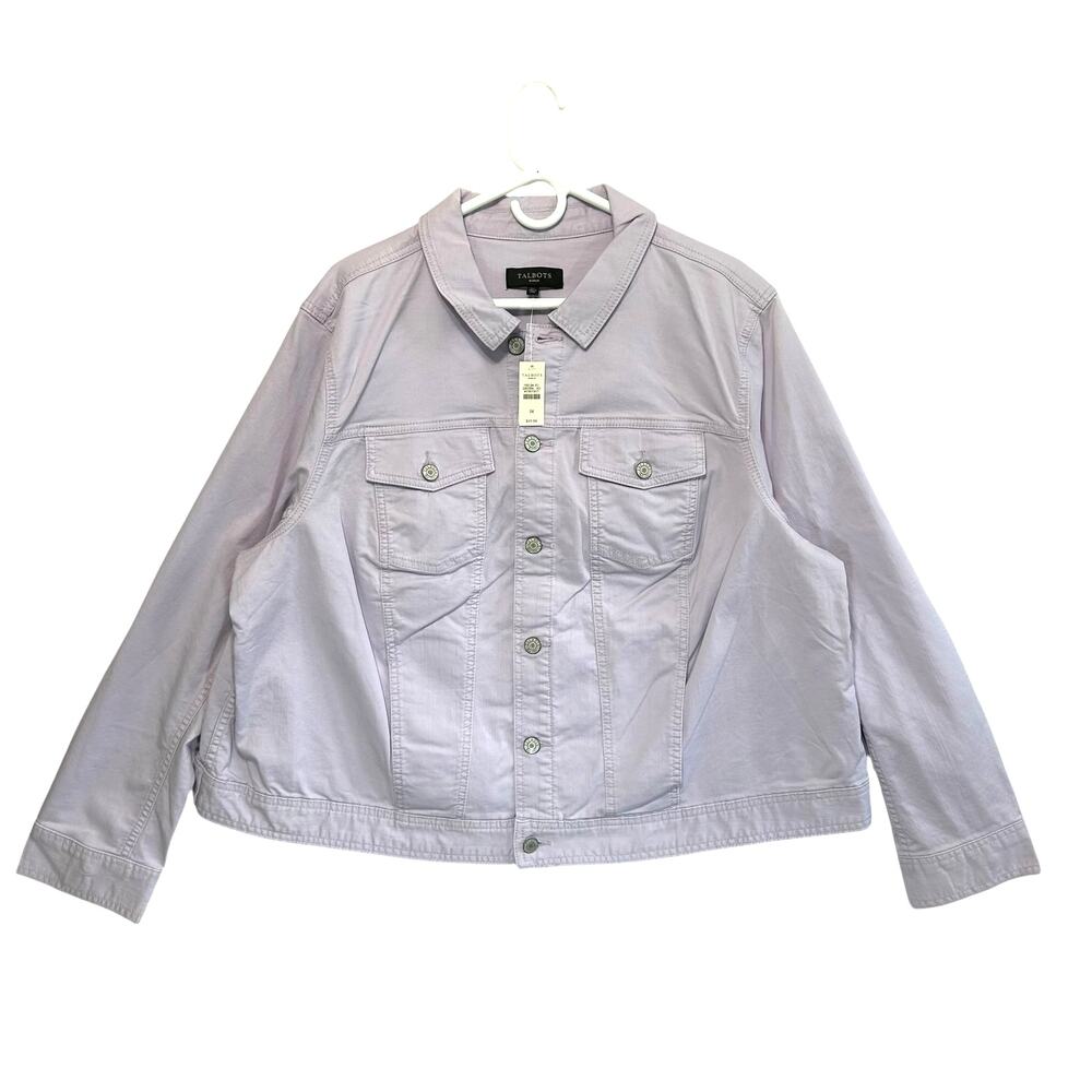 Talbots Button Front Jean Jacket NWT Women's Sz 3X Pale Purple Soft Girl Indie